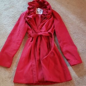Red pea coat